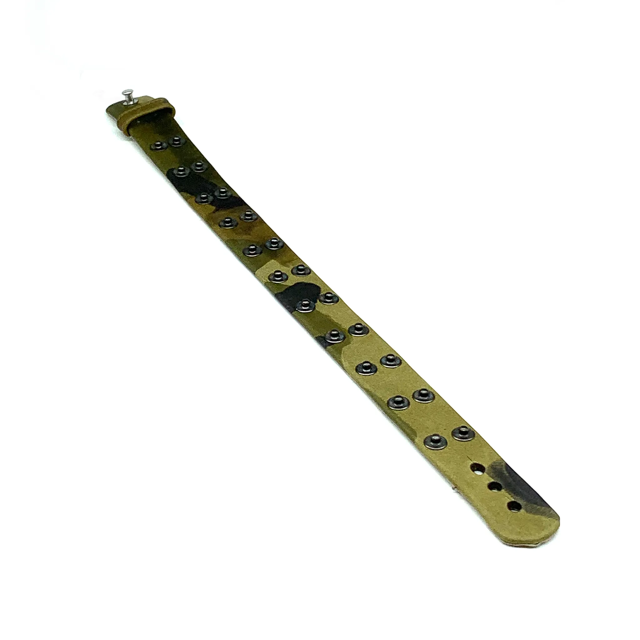 Christopher Augmon Nile Green Camouflage Leather Choker and Wrist Wrap