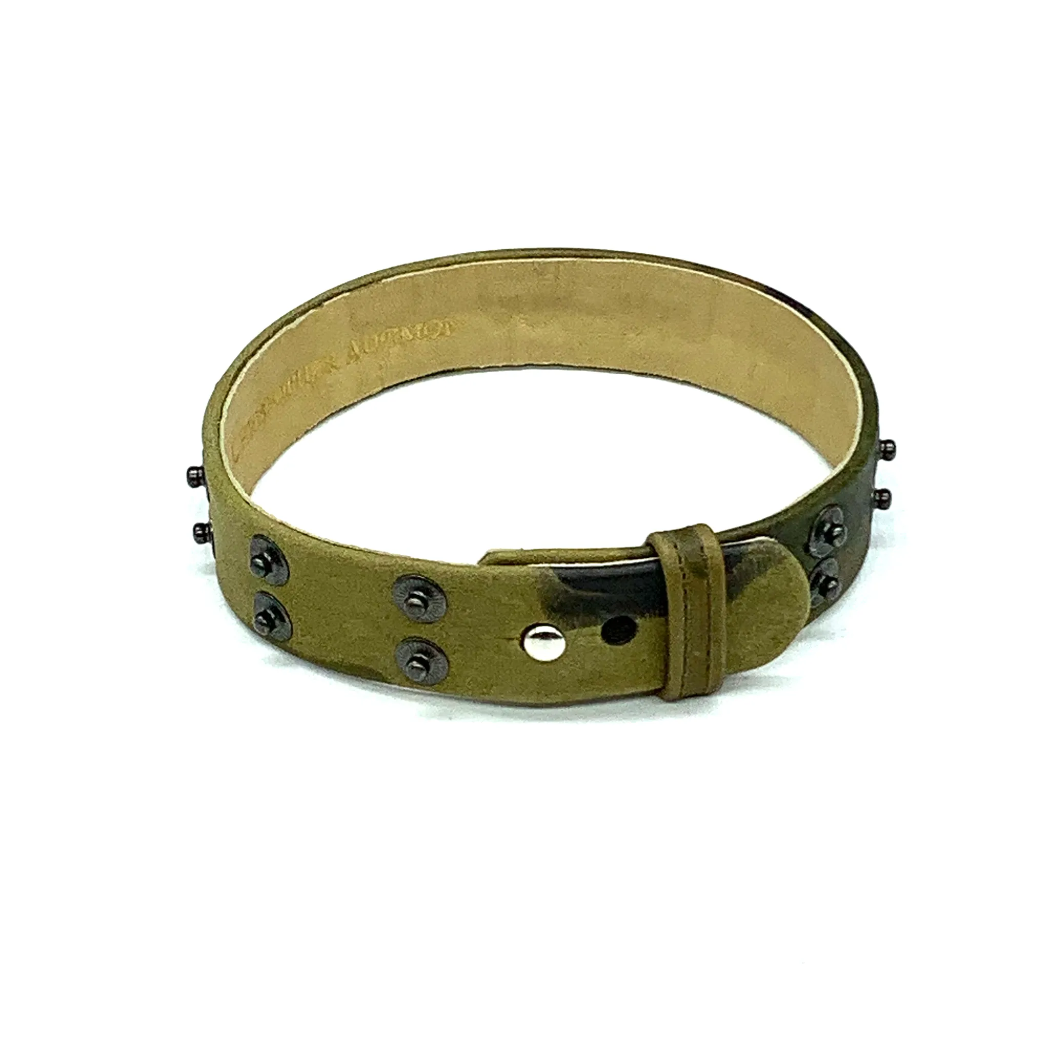 Christopher Augmon Nile Green Camouflage Leather Choker and Wrist Wrap