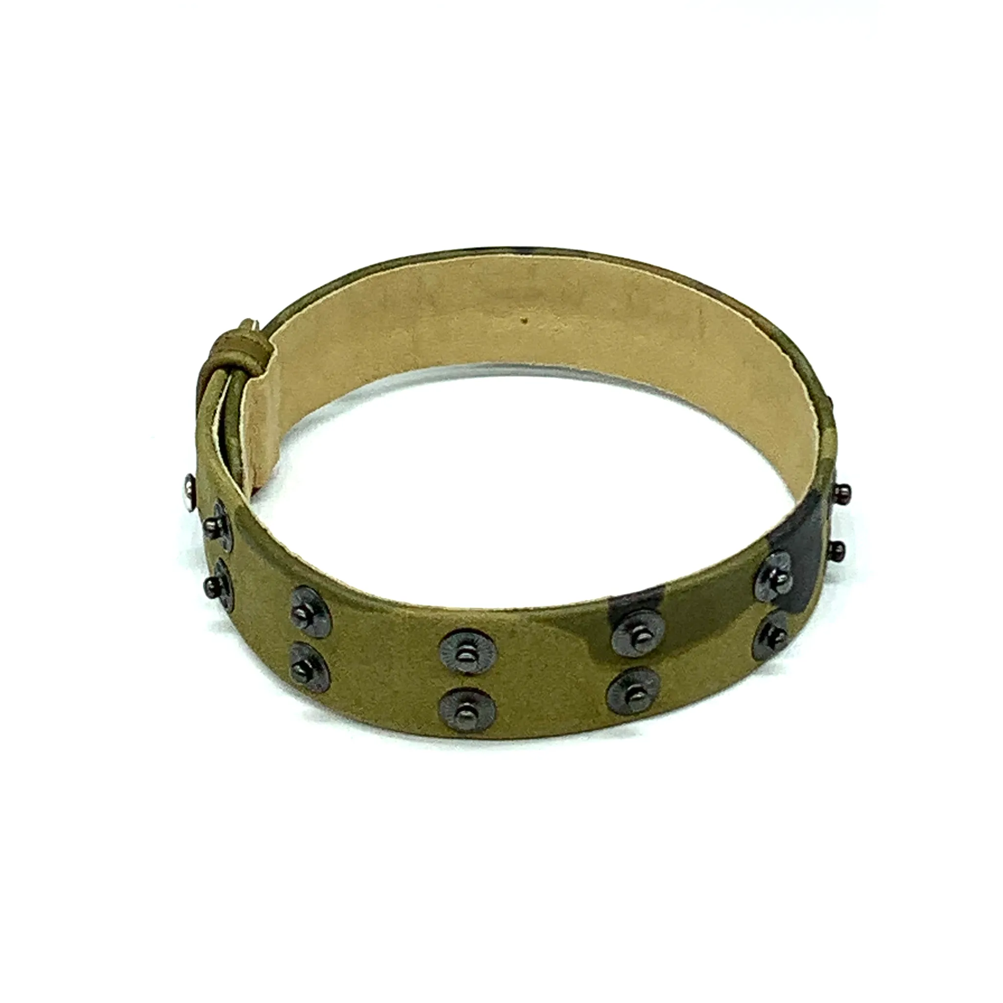 Christopher Augmon Nile Green Camouflage Leather Choker and Wrist Wrap