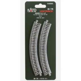 Kato 20-170, N Scale Unitrack Curved Section, 8 9/16" 216mm, 45 Degrees