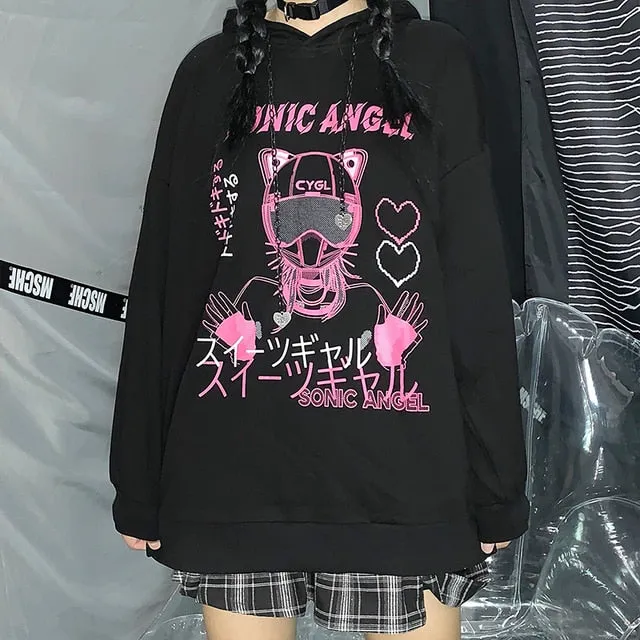Kawaii Harajuku Cartoon Graffiti Print Hoodie