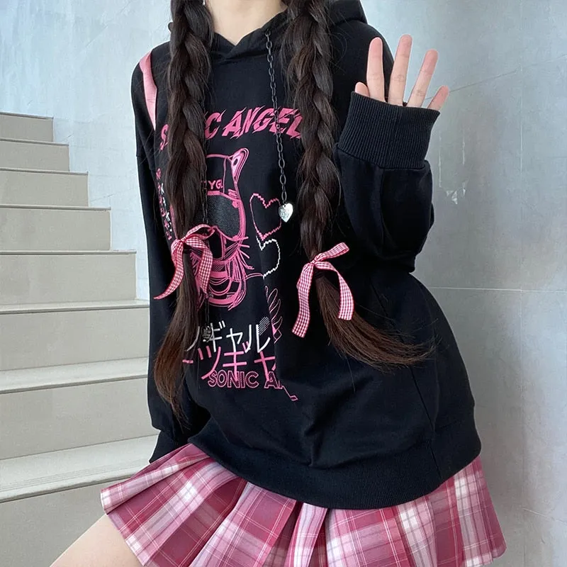 Kawaii Harajuku Cartoon Graffiti Print Hoodie