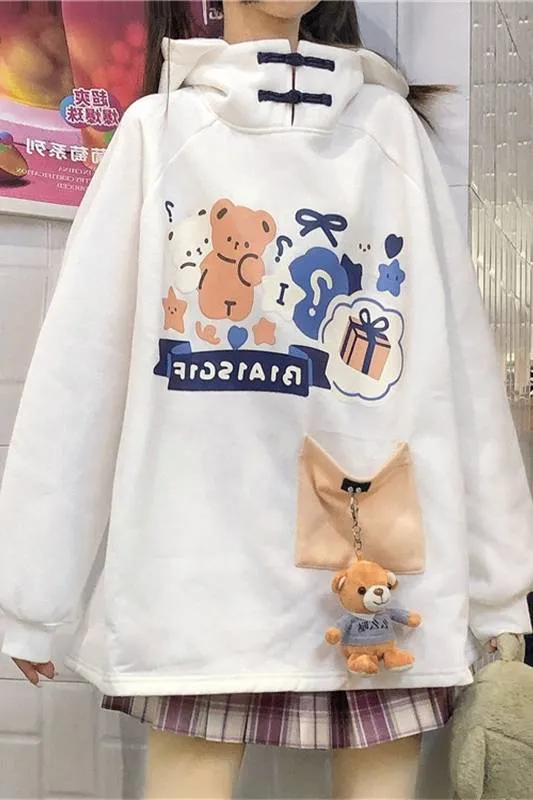 Kawaii Sweet Cartoon Bear Print Hoodie