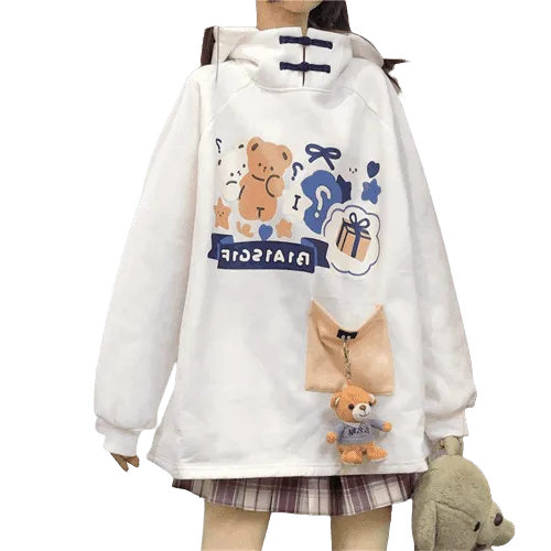 Kawaii Sweet Cartoon Bear Print Hoodie