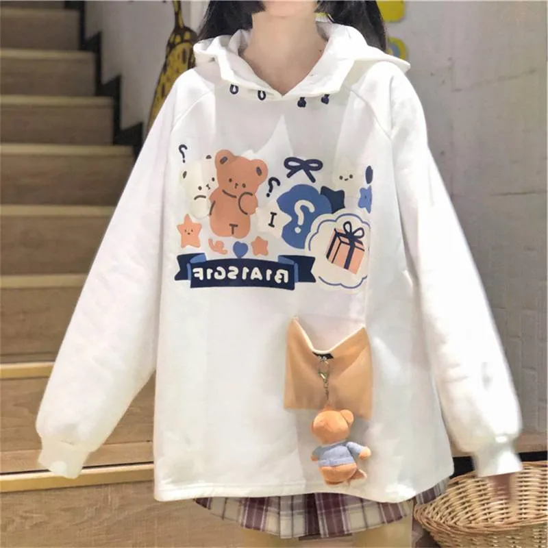 Kawaii Sweet Cartoon Bear Print Hoodie