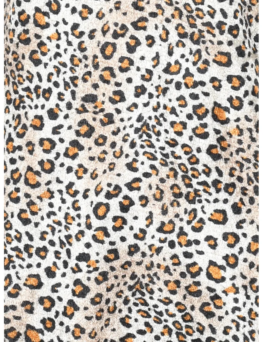 One Shouldered Leopard Print Dress - S