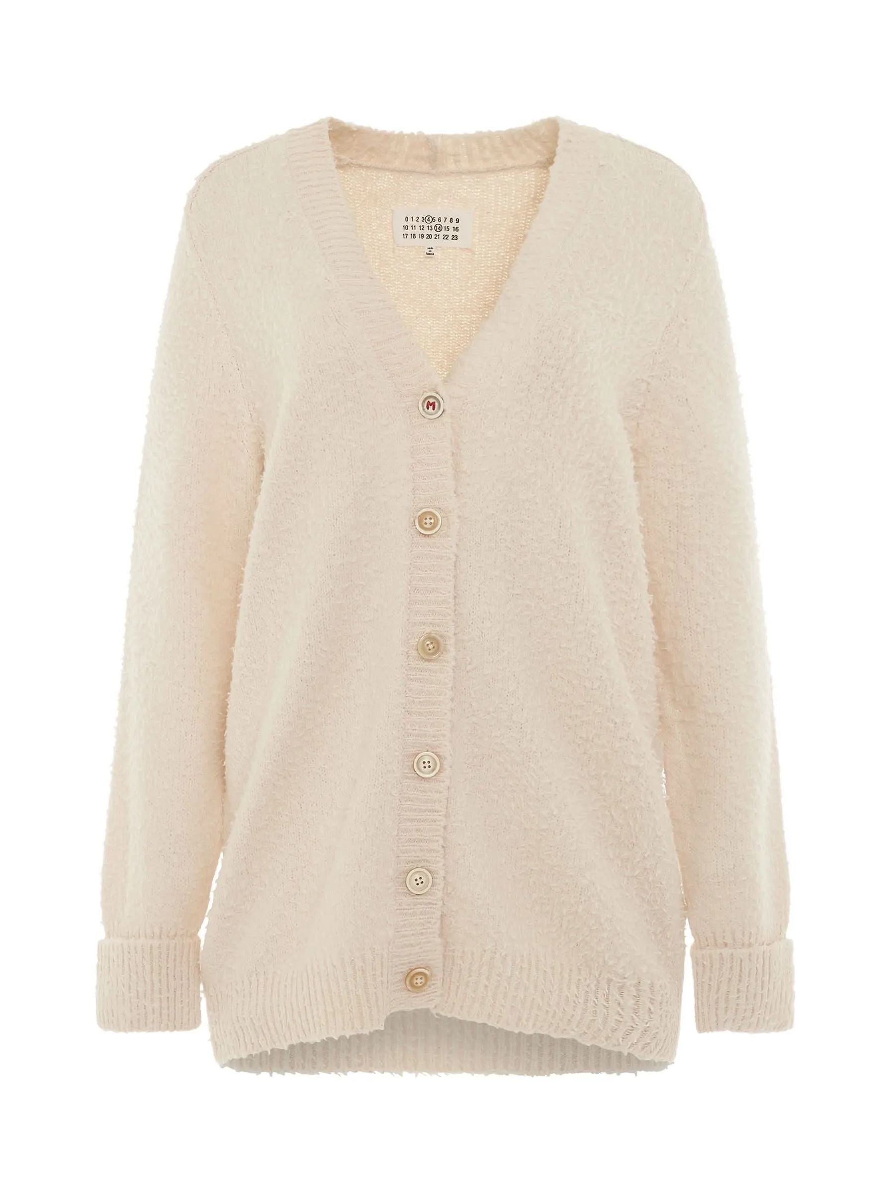 Oversized Piled Knit Cardigan in Off-White