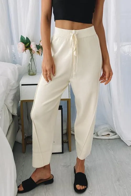 Solid Knit Drawstring Pants