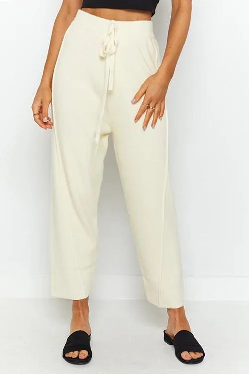 Solid Knit Drawstring Pants