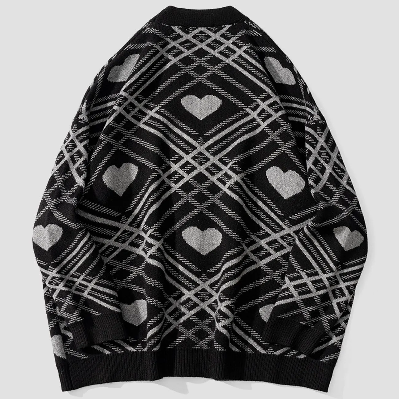 WLS Love Embroidery Irregular Stripes Knitted Cardigan